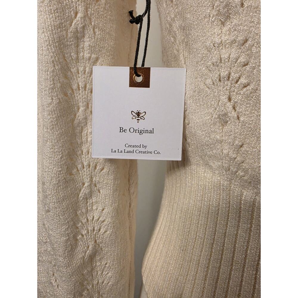 NWT S Women's Open Front Brown Velvet Tie Ivory Sweater Cardigan MSRP $52 - Picture 6 of 9